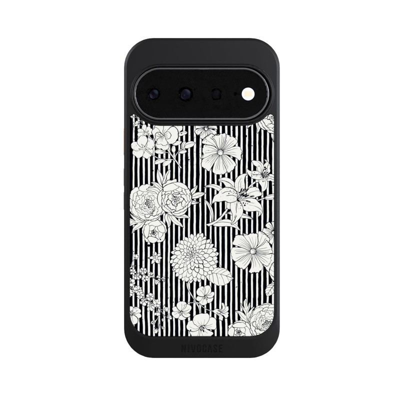 Pixel 11 NIVOcore Fleurs et rayures noir et blanc