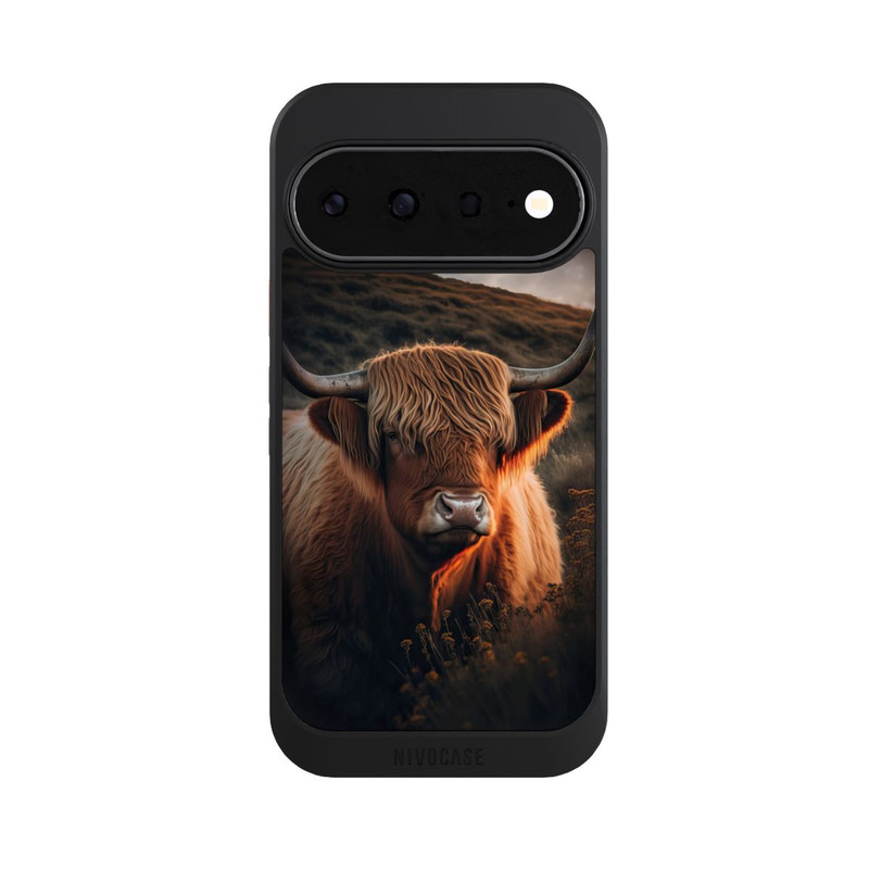 Pixel 11 NIVOcore Vache Highland avec de grandes cornes avec IA