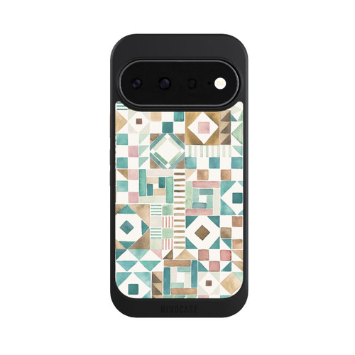 Google Pixel 11 NIVOcore Geometric Blocks Retro Vintage Patchwork Green