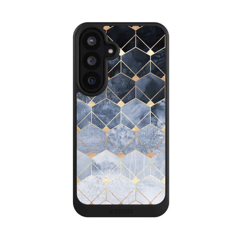 Galaxy S26 FE NIVOcore Blaue Sechsecke und Diamanten Golddruck