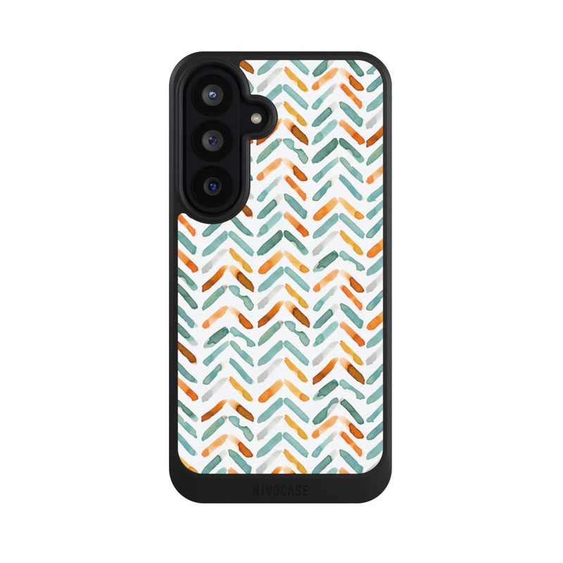 Galaxy S26 FE NIVOcore Elegantes Herbstchevron Blau Orange