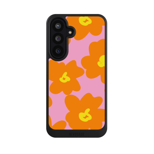 Samsung Galaxy S26 FE NIVOcore Retro Blumenmuster Pink und Orange