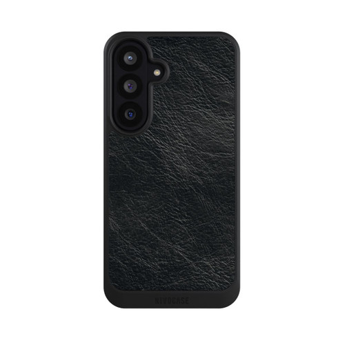 Samsung Galaxy S26 FE NIVOcore Schwarzer Lederlook Hintergrund
