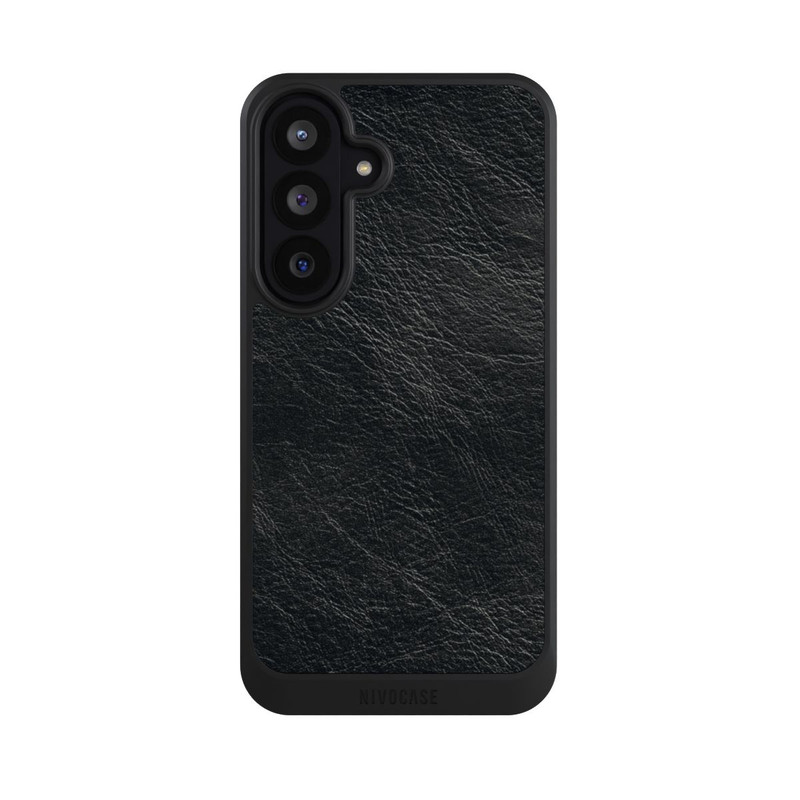 Galaxy S26 FE NIVOcore Schwarzer Lederlook Hintergrund