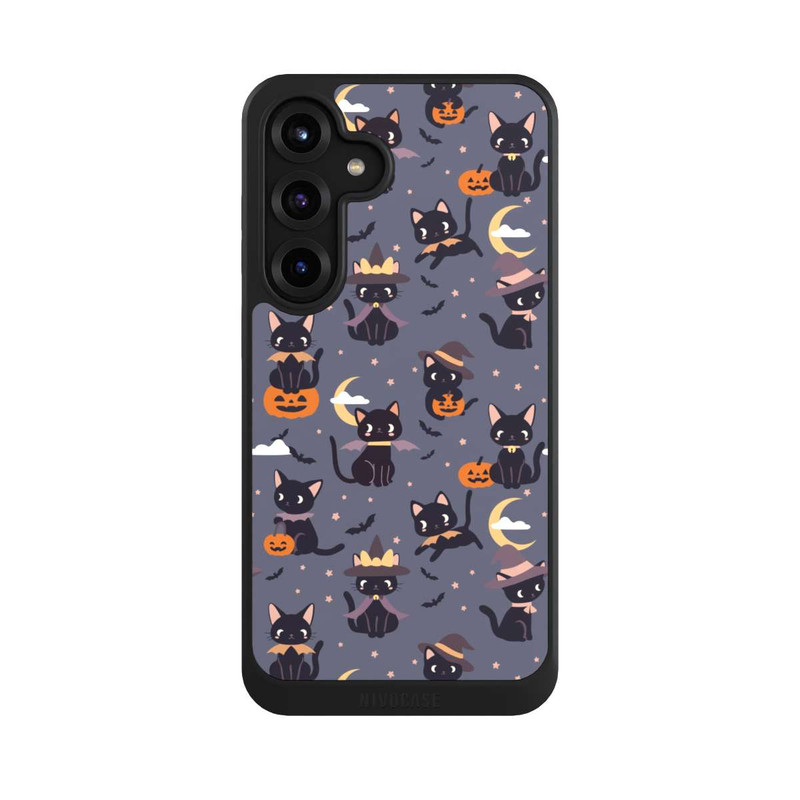 Galaxy S25 + NIVOcore Cute Halloween Witch Cats and Pumpkins