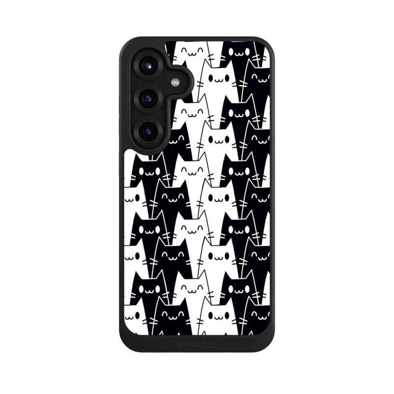 Galaxy S25 + NIVOcore Katzentapete Schwarz Weiß