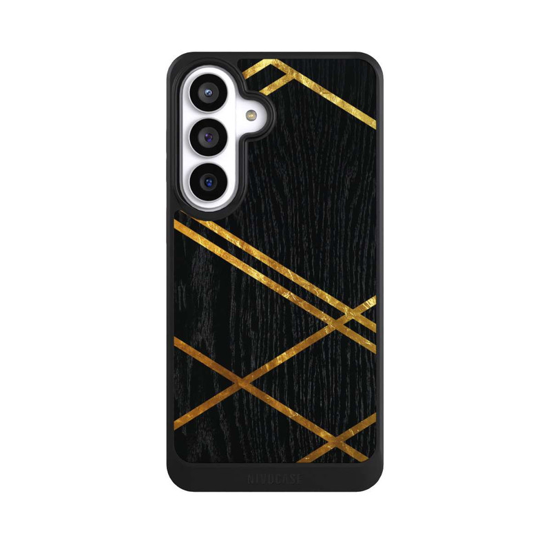 Galaxy S26+ NIVOcore Black Geometric Pattern Golden Stripes