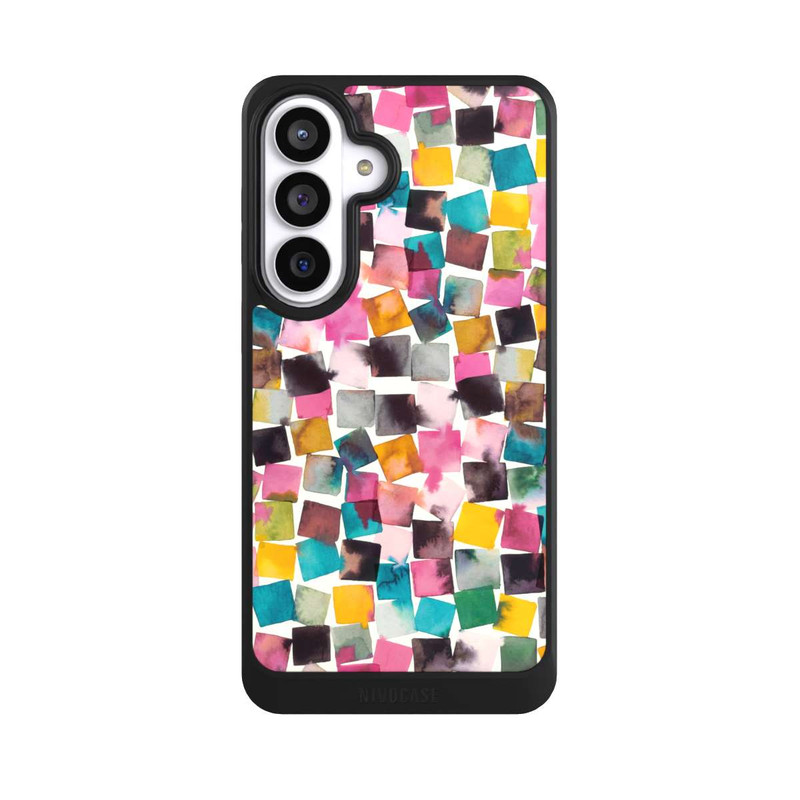 Galaxy S26+ NIVOcore Aquarell geometrische Plaids rosa