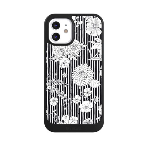 Apple iPhone 12 NIVOcore Flowers and Stripes Black and White