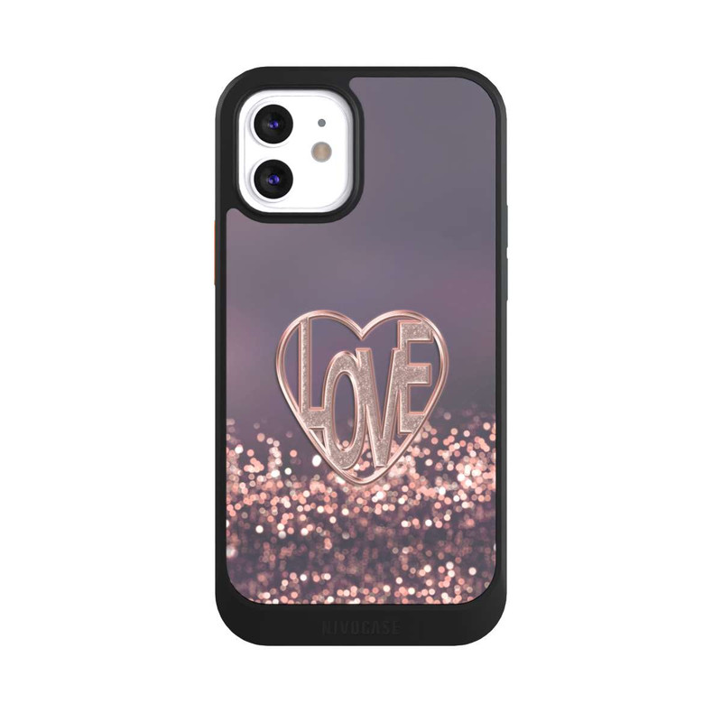 iPhone 12 NIVOcore LOVE Rose Pailleté