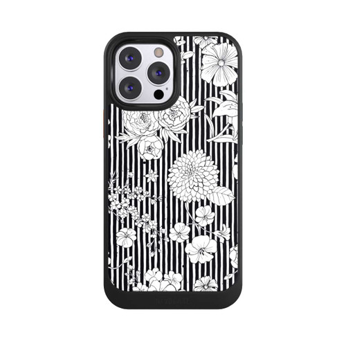 Apple iPhone 13 Pro Max NIVOcore Fleurs et rayures noir et blanc