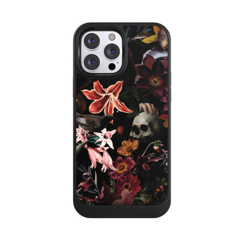 Apple iPhone 13 Pro Max NIVOcore Totenköpfe und Blumen auf dunklem Hintergrund