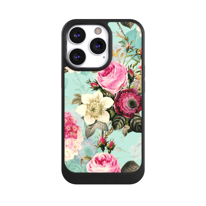 iPhone 13 Pro NIVOcore Roses en papier peint turquoise