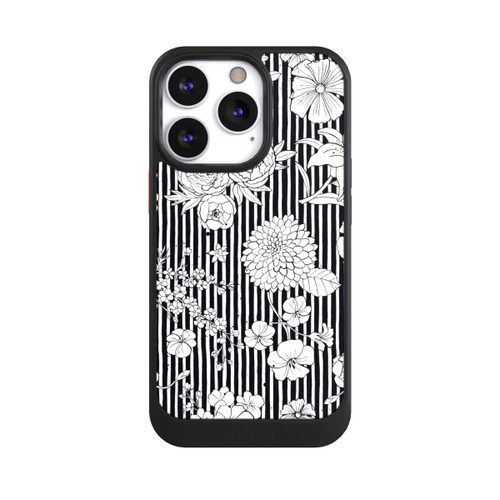Apple iPhone 13 Pro NIVOcore Blumen und Streifen Schwarz und Weiß