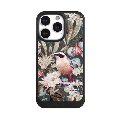Apple iPhone 13 Pro NIVOcore Orangefarbener Vogel im Vintage Blumenmuster