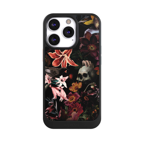 Apple iPhone 13 Pro NIVOcore Totenköpfe und Blumen auf dunklem Hintergrund
