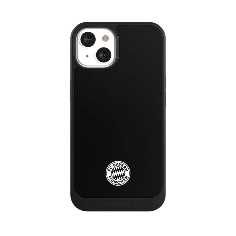 iPhone 13 NIVOcore Logo FCB Classique Petit - Blanc sur Fond Noir