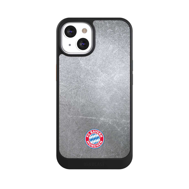 iPhone 13 NIVOcore Klassisches FCB Logo Klein - Bunt auf Metalllook