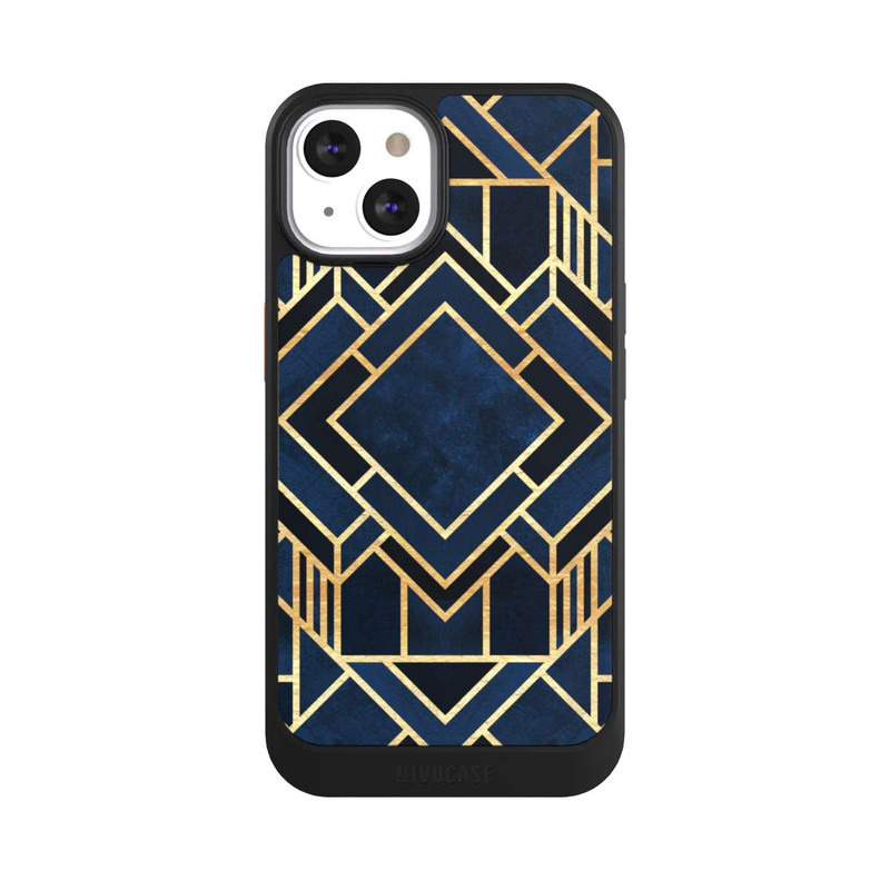 iPhone 13 NIVOcore Impression Art Déco Bleu Or