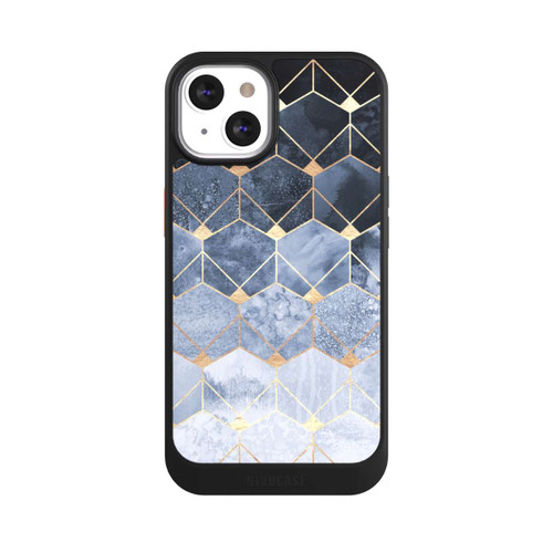 Apple iPhone 13 NIVOcore Blaue Sechsecke und Diamanten Golddruck