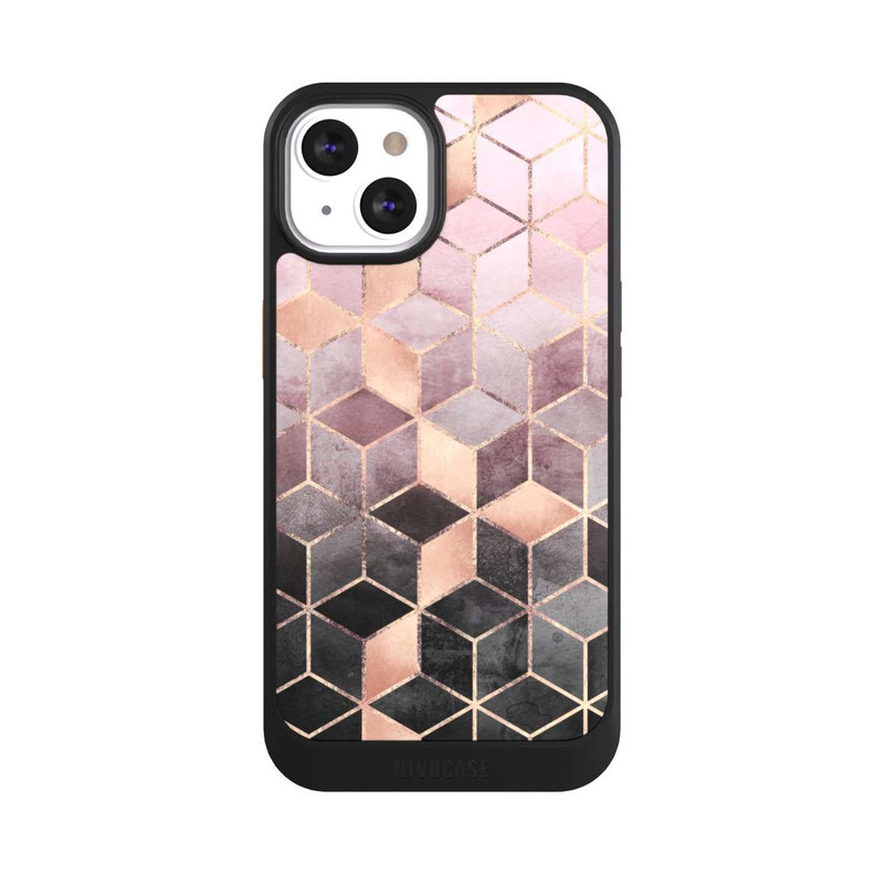 iPhone 13 NIVOcore Pink Grey Gradient Cubes Print