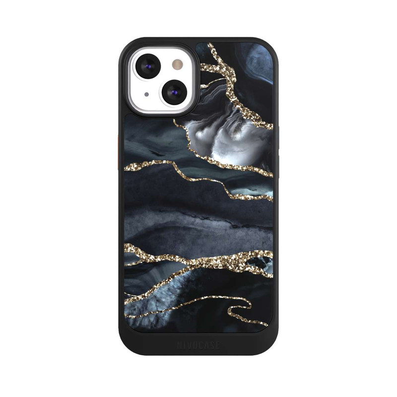 iPhone 13 NIVOcore Dark Marble Gold Glitter Look