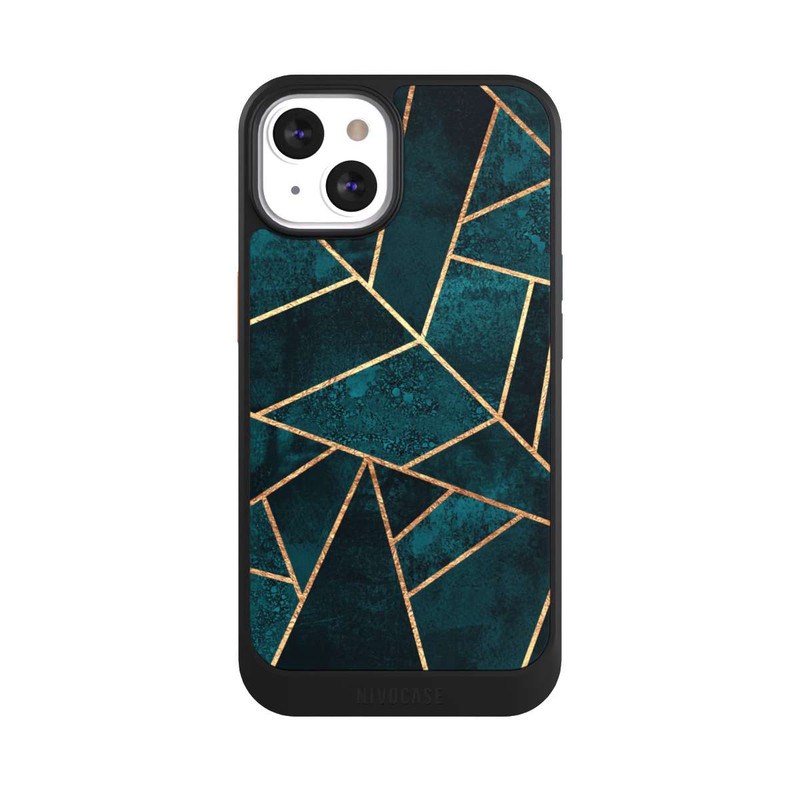 iPhone 13 NIVOcore Imprimé or pierre sarcelle profond