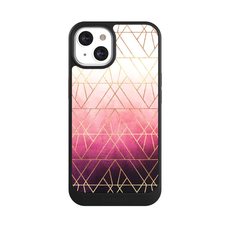 iPhone 13 NIVOcore Pink Ombre Dreiecke Golddruck