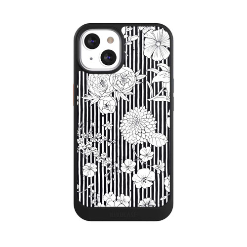 Apple iPhone 13 NIVOcore Fleurs et rayures noir et blanc