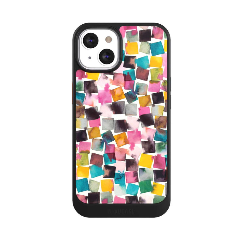 iPhone 13 NIVOcore Watercolor Geometric Plaids Pink