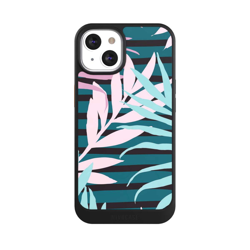iPhone 13 NIVOcore Pastel Jungle Leaves Pink Teal Seamless
