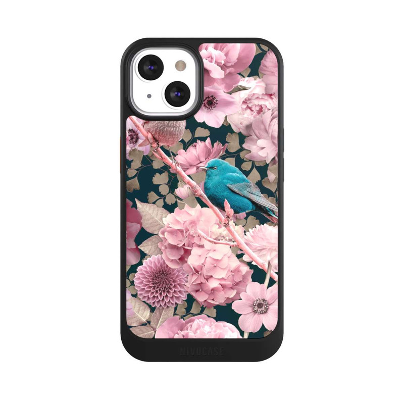 iPhone 13 NIVOcore Spatzen im rosa Blumenmuster