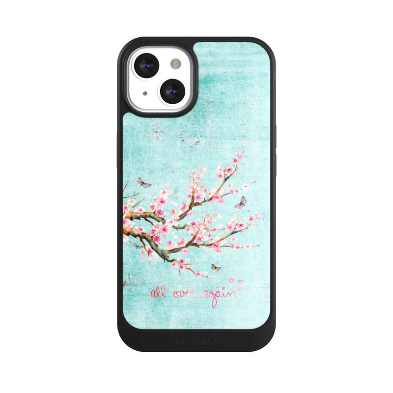 iPhone 13 NIVOcore Motif d'arbre en fleurs de cerisier bleu