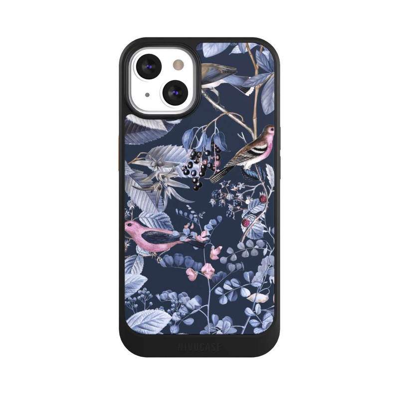 iPhone 13 NIVOcore Vögel und Beeren blau