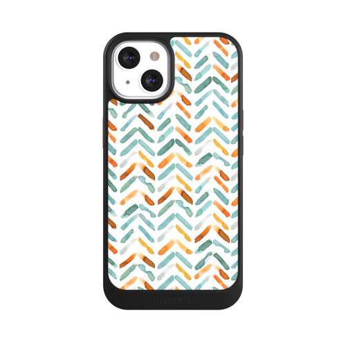 Apple iPhone 13 NIVOcore Elegantes Herbstchevron Blau Orange
