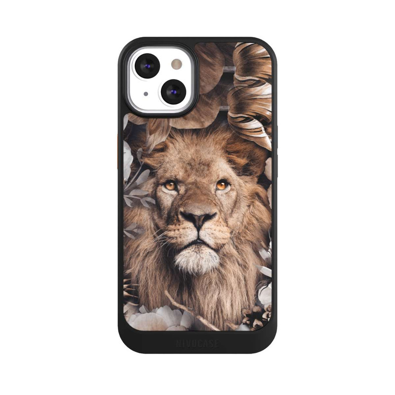 iPhone 13 NIVOcore Löwe Blumenrahmen Beige