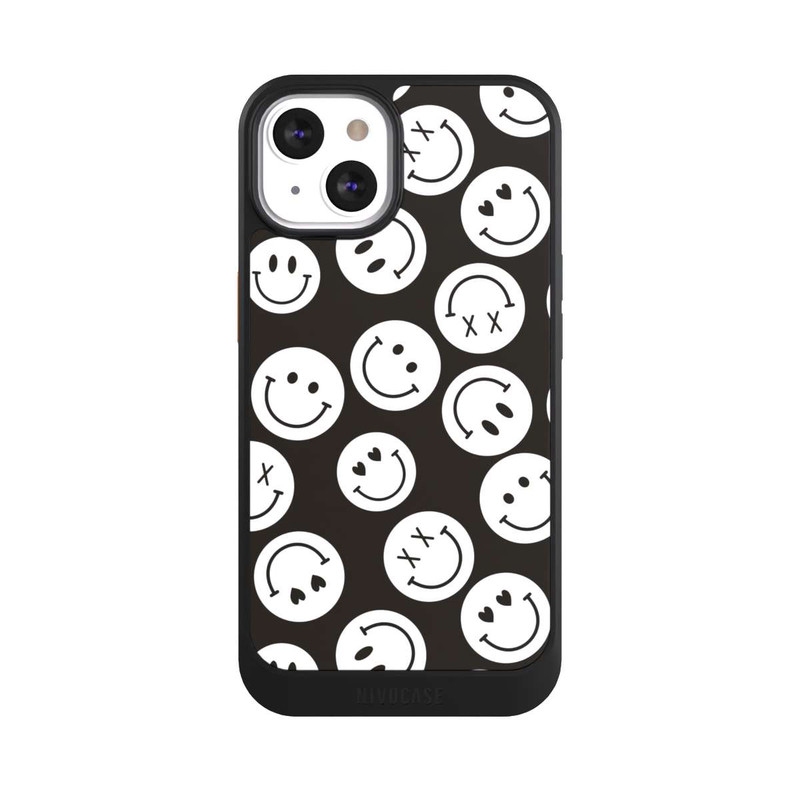 iPhone 13 NIVOcore Smiles Emotes Pattern Black And White