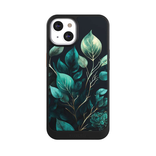 Apple iPhone 13 NIVOcore Green Eucalyptus Leaves against a Dark Background with AI