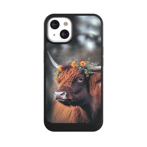 Apple iPhone 13 NIVOcore Vache des Highlands avec des fleurs avec IA