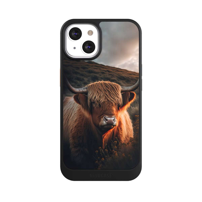 iPhone 13 NIVOcore Vache Highland avec de grandes cornes avec IA
