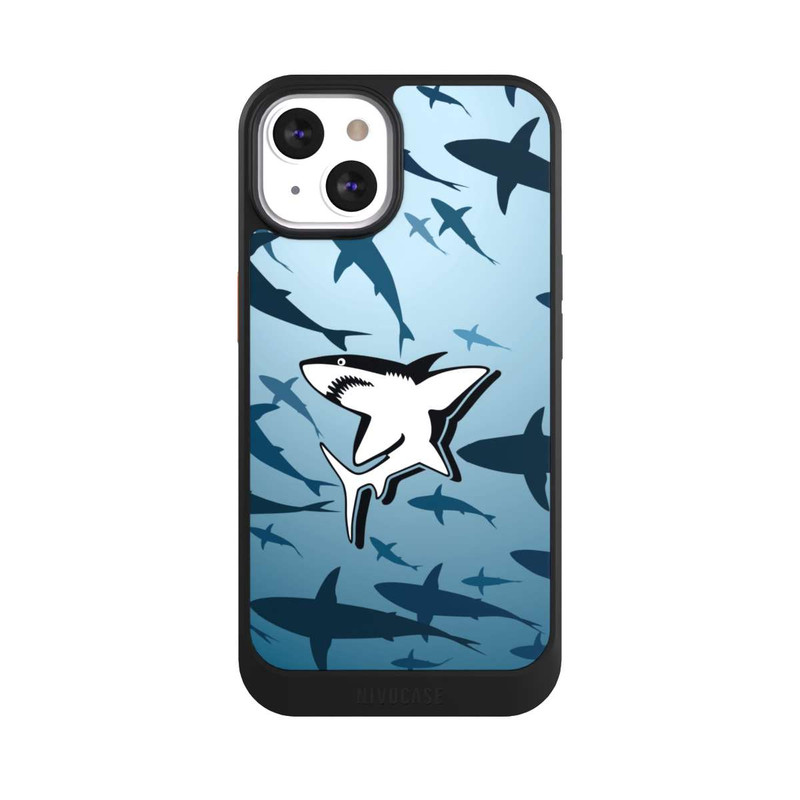 iPhone 13 NIVOcore Haie Muster Blau