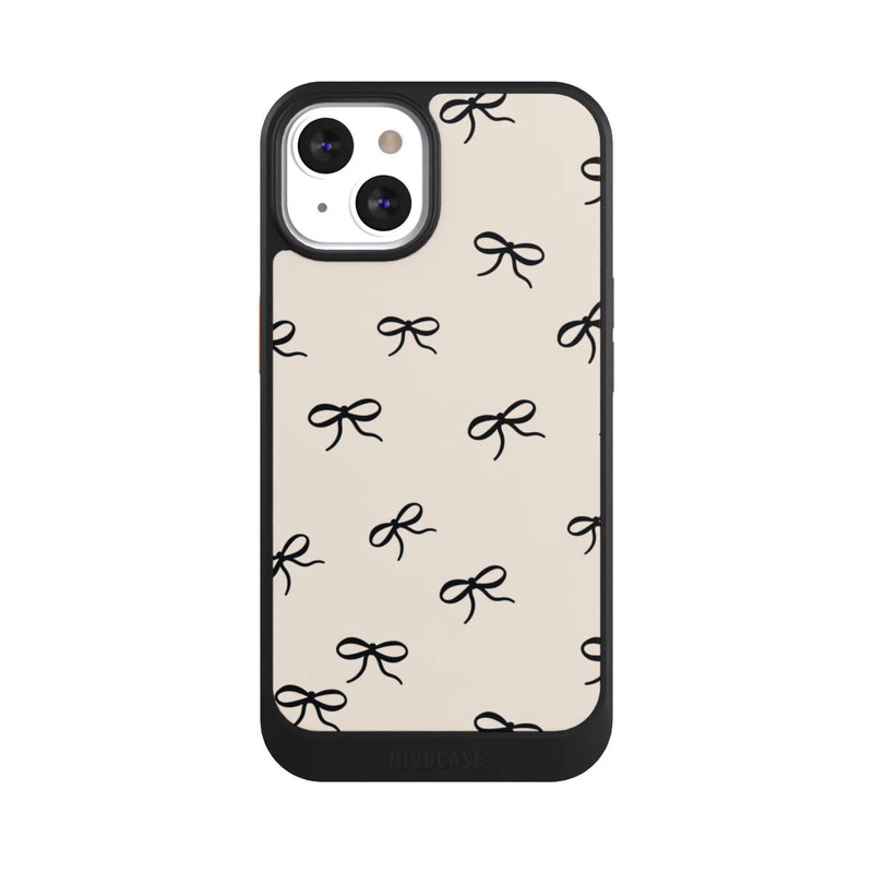 iPhone 13 NIVOcore Schleifen Muster Schwarz Beige