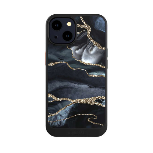 Apple iPhone 14 NIVOcore Dunkler Marmor Gold Glitzerlook