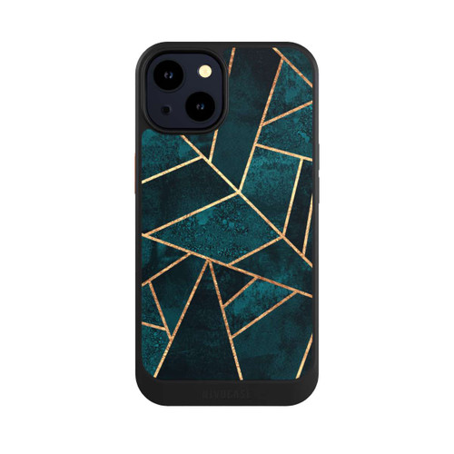 Apple iPhone 14 NIVOcore Tief Blaugrün Stein Gold Druck