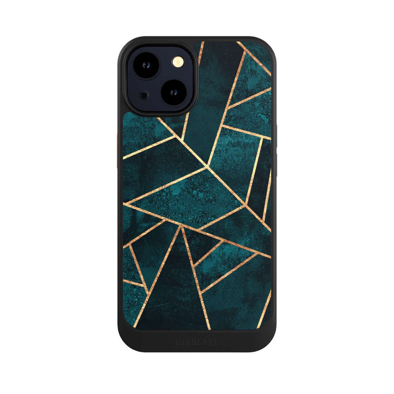 iPhone 14 NIVOcore Imprimé or pierre sarcelle profond