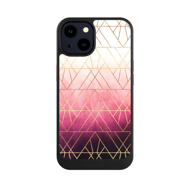 iPhone 14 NIVOcore Pink Ombre Triangles Gold Print