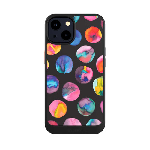 Apple iPhone 14 NIVOcore Bunte Tintenmurmeln Punkte Schwarz