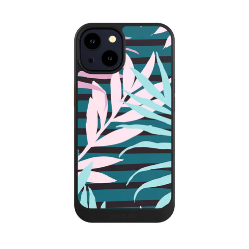 Apple iPhone 14 NIVOcore Pastell-Dschungelblätter rosa blaugrün