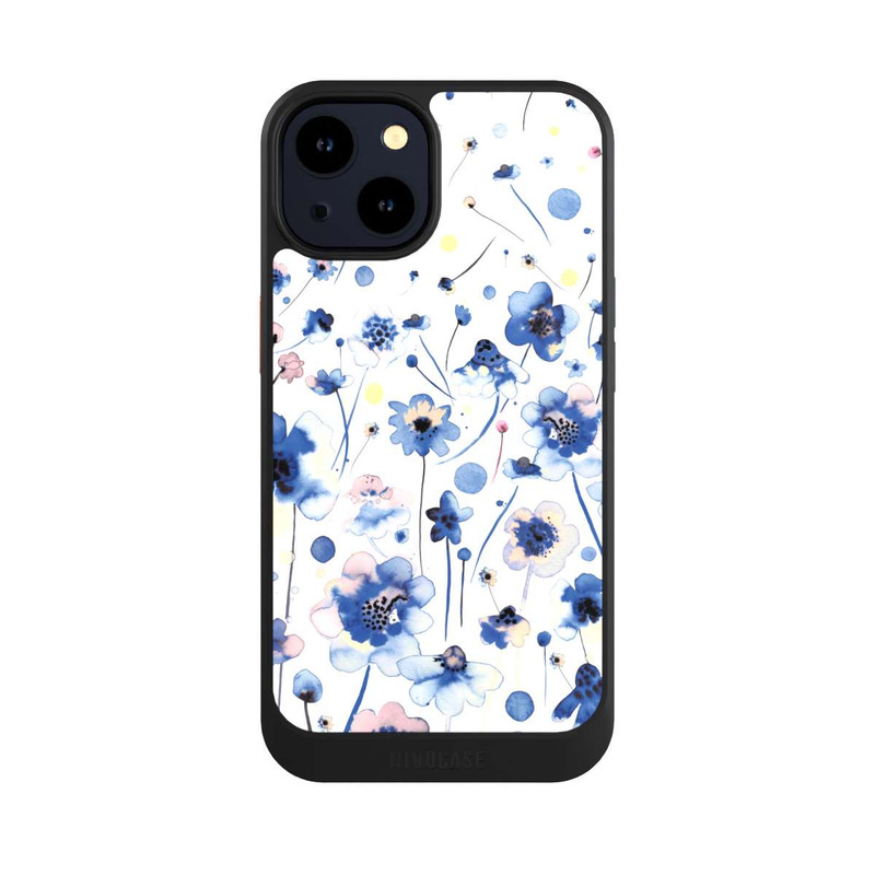 iPhone 14 NIVOcore Watercolor Ink Blue Flowers
