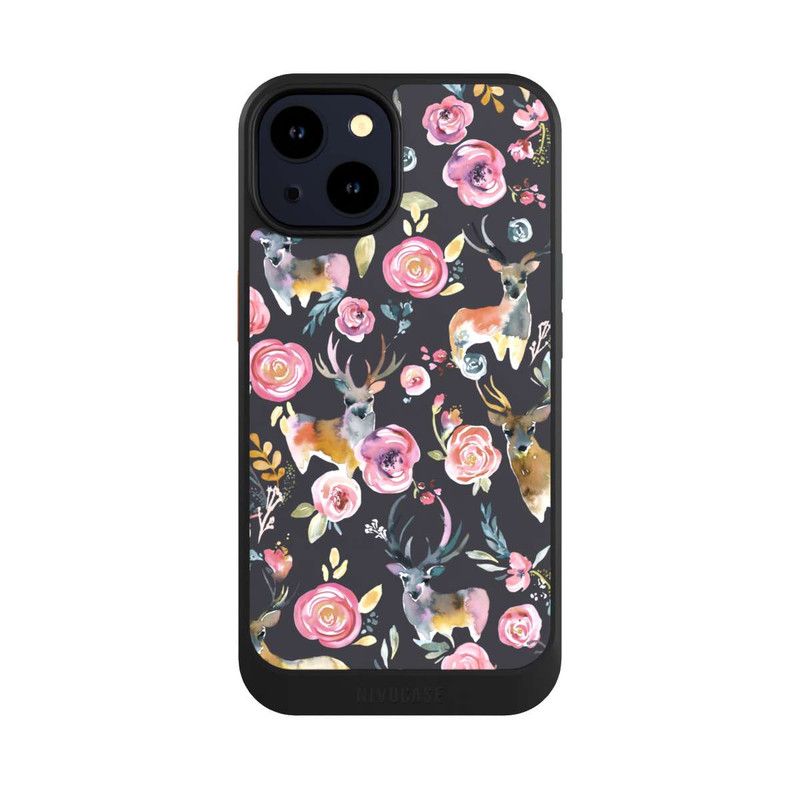iPhone 14 NIVOcore Deers and flowers Anthracite
